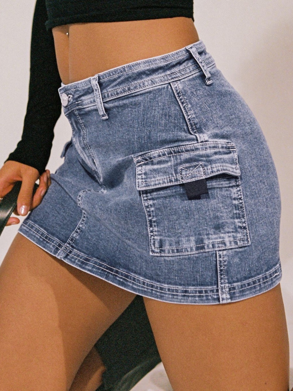 Princess Polly Blue Denim Cargo Mini Skirt - Picture 2 of 8